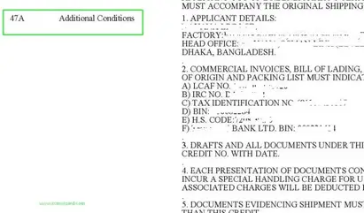 Field 47a Additional Conditions In Letter Of Credit L C Scm Wizard